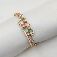 NAFJ Designer Gold Plated Polki Kundan Openable Bracelet