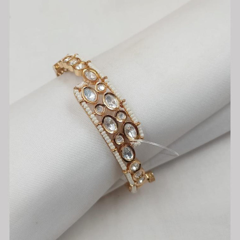 NAFJ Designer Gold Plated Polki Kundan Openable Bracelet