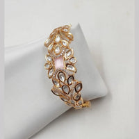 NAFJ Designer Gold Plated Polki Kundan Openable Bracelet