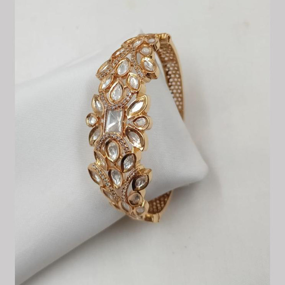 NAFJ Designer Gold Plated Polki Kundan Openable Bracelet