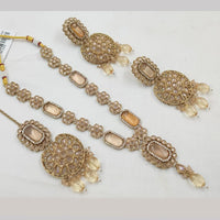 NAFJ Gold Plated Elegant Ethnic Crystal And Beads Necklace Set