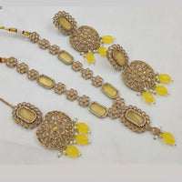 NAFJ Gold Plated Elegant Ethnic Crystal And Beads Necklace Set