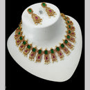 NAFJ Gold Plated Elegant Ethnic Crystal And Beads Necklace Set