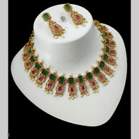 NAFJ Gold Plated Elegant Ethnic Crystal And Beads Necklace Set
