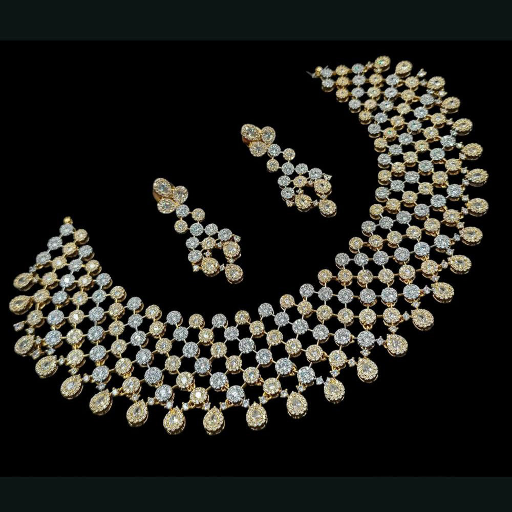 NAFJ Elegant 2 Tone Plated Austrian Stones Necklace Set