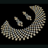 NAFJ Elegant 2 Tone Plated Austrian Stones Necklace Set