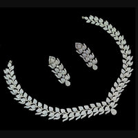 NAFJ Glamorous Silver Plated American Diamond Necklace Set