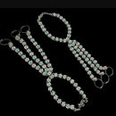 NAFJ Elegant Silver Plated Crystal Stone Hand Harness