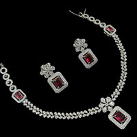 NAF Silver-Plated American Diamonds Weddings & Parties Necklace Set