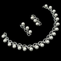 NAF Silver-Plated American Diamonds Weddings & Parties Necklace Set