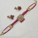 NAFJ Gold-Plated Kundan And Pearl  Elegant Bridal & Festive Jewelry Choker Necklace Set