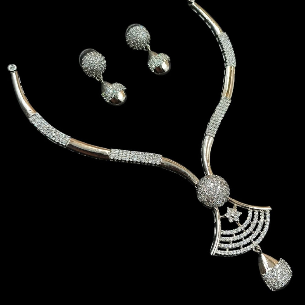 NAFJ Elegant Silver Plated Austrian Stones Necklace Set