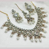 NAFJ Gold Plated Kundan And Beads Necklace Set