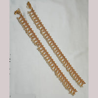 NAFJ Gold Plated Crystal Stone And Pearl Payal / Anklet