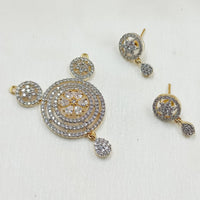 NAFJ Gold Plated American Diamond Pendant Set