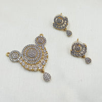 NAFJ Gold Plated American Diamond Pendant Set