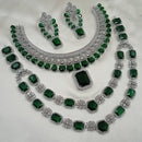 NAFJ Silver Plated American Diamond Necklace Combo