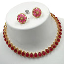 NAFJ Gold Plated Kundan Stone Necklace Set