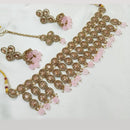 NAFJ Gold Plated Crystal Stone And Beads Choker Necklace Set