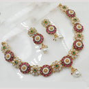 NAFJ Gold Plated Pota Stone And Pearl Necklace Set
