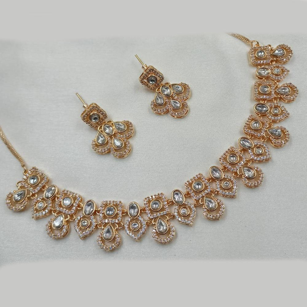 NAFJ Gold Plated Crystal Stone Necklace Set
