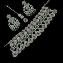 NAFJ Silver Plated American Diamond Necklace Set