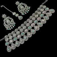 NAFJ Silver Plated American Diamond Necklace Set