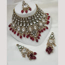 NAFJ Gold Plated Kundan And Beads Choker Necklace Set