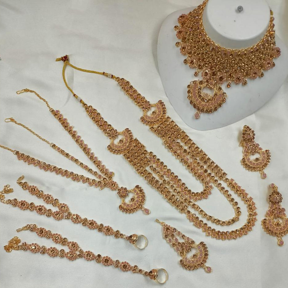 NAFJ Gold Plated Crystal Stone Bridal Set