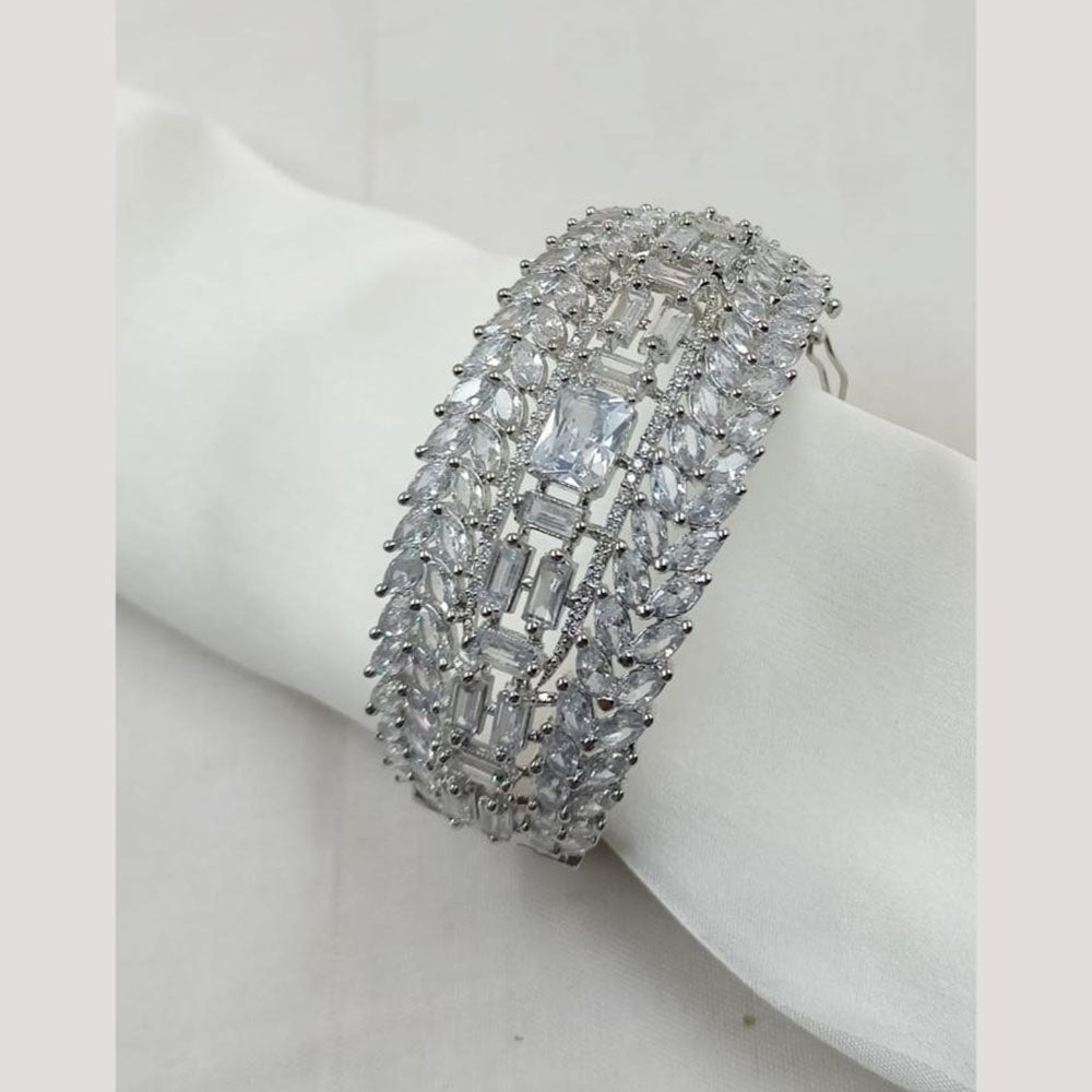 NAFJ Silver Plated American Diamond Openable Bracelet