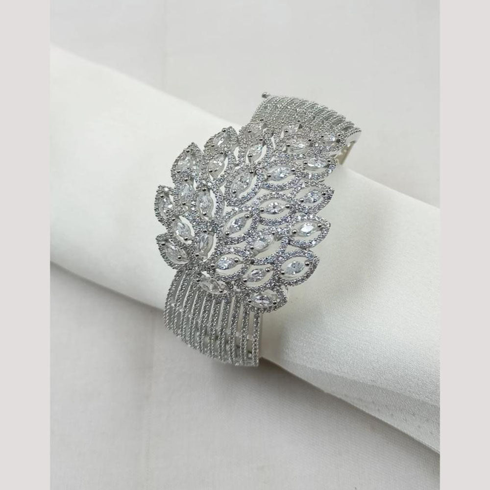NAFJ Silver Plated American Diamond Openable Bracelet