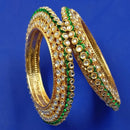 NAFJ Gold Plated Kundan Stone Bangles Set