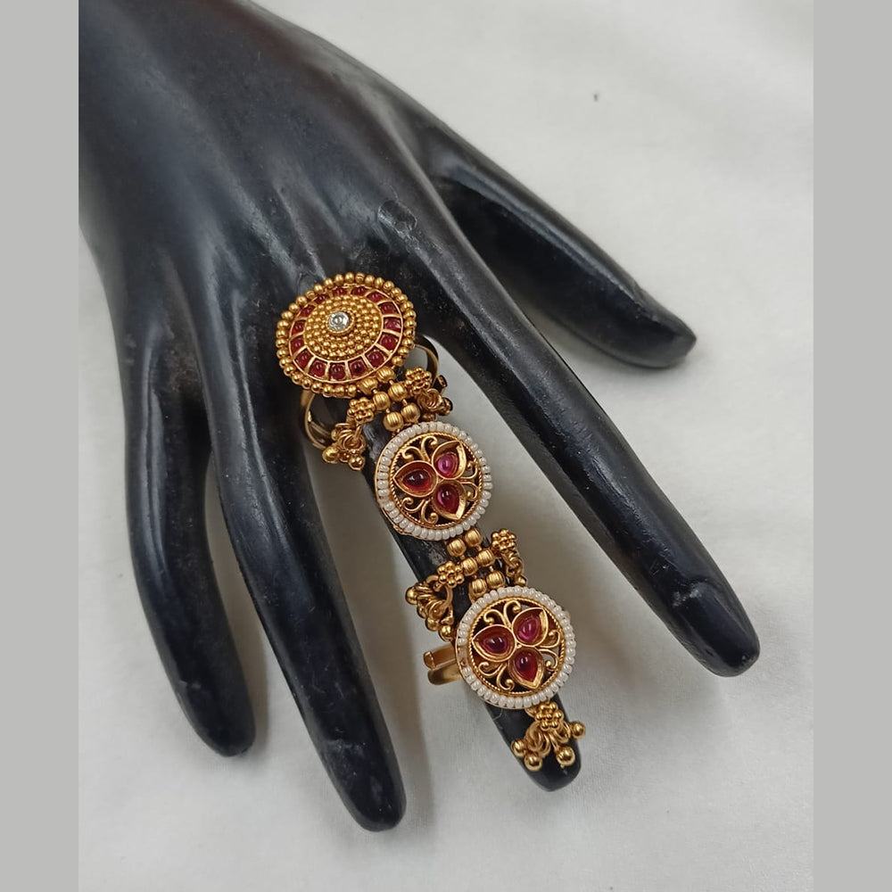 NAFJ  Luxe Gold Plated with Pota Stone & Pearls Glow Ring