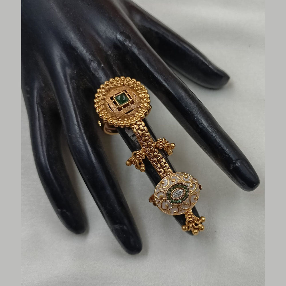 NAFJ  Luxe Gold Plated with Pota Stone Meenakari Glow Ring