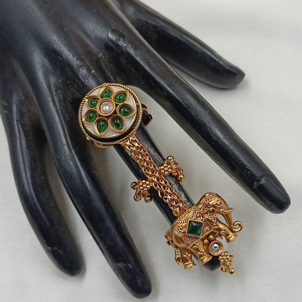 NAFJ  Luxe Gold Plated with Pota Stone & Pearls Glow Ring