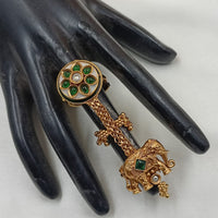 NAFJ  Luxe Gold Plated with Pota Stone & Pearls Glow Ring