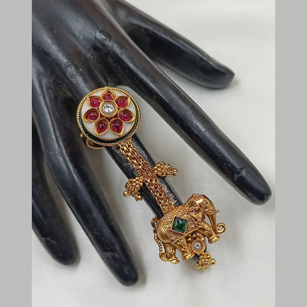 NAFJ  Luxe Gold Plated with Pota Stone & Pearls Glow Ring