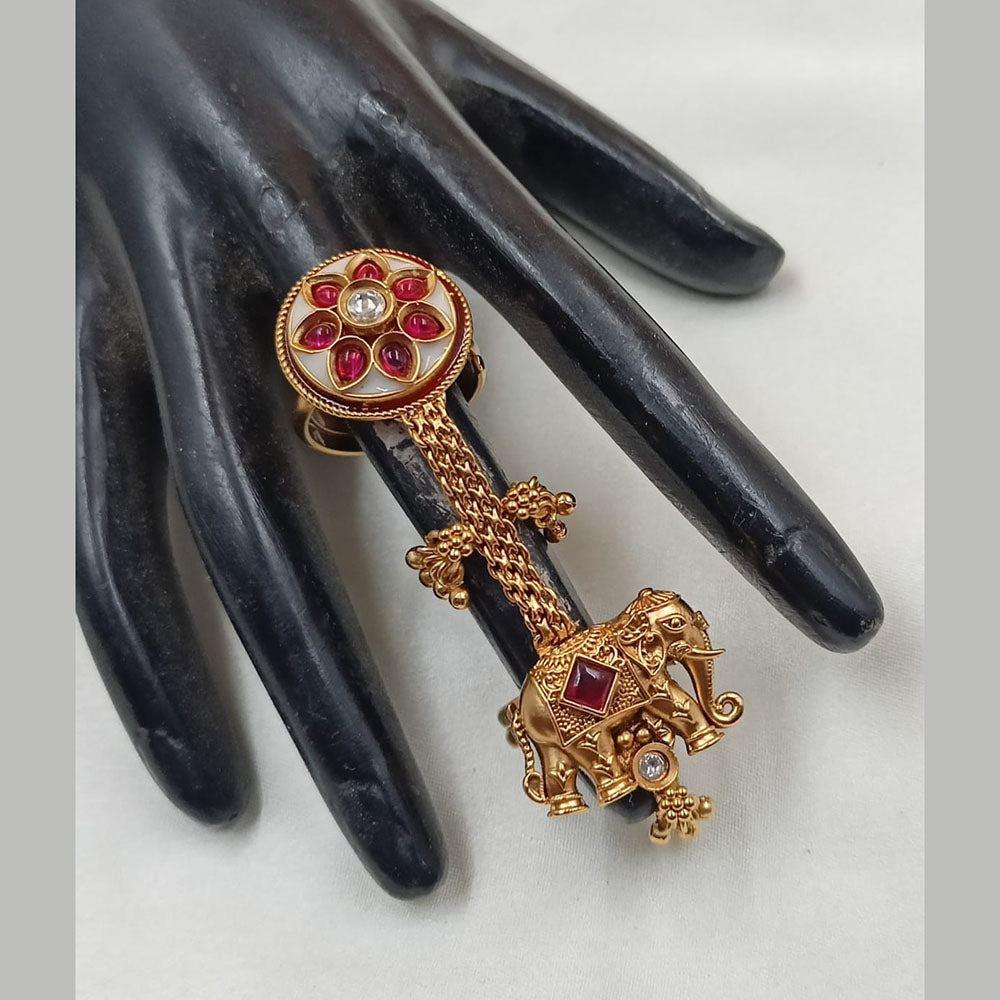 NAFJ  Luxe Gold Plated with Pota Stone & Pearls Glow Ring