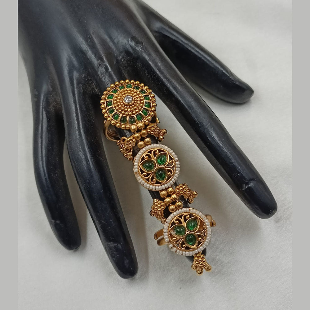 NAFJ  Luxe Gold Plated with Pota Stone & Pearls Glow Ring