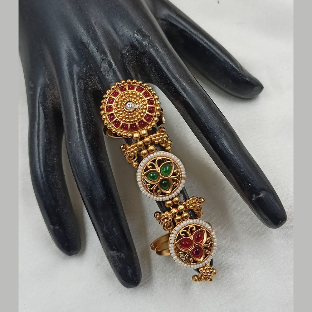 NAFJ  Luxe Gold Plated with Pota Stone & Pearls Glow Ring