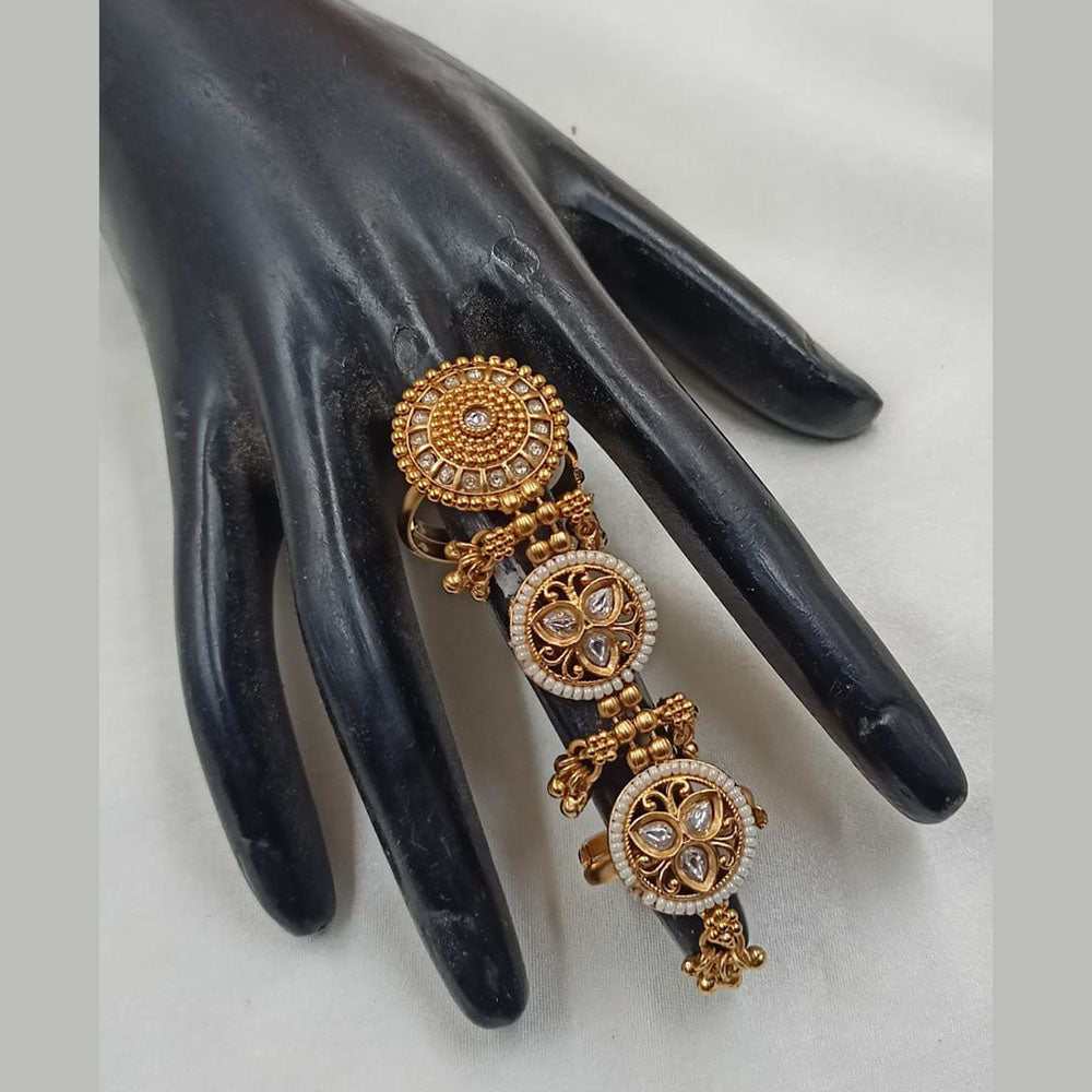 NAFJ  Luxe Gold Plated with Pota Stone & Pearls Glow Ring