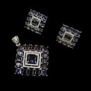 NAFJ  Silver Plated American Diamonds Glam Glitz Pendant Set