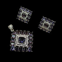 NAFJ  Silver Plated American Diamonds Glam Glitz Pendant Set