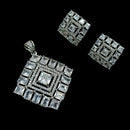 NAFJ  Silver Plated American Diamonds Glam Glitz Pendant Set