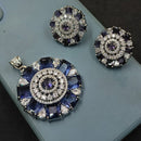 NAFJ  Silver Plated American Diamonds Glam Glitz Pendant Set