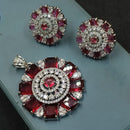 NAFJ  Silver Plated American Diamonds Glam Glitz Pendant Set