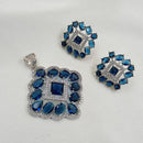 NAFJ  Silver Plated American Diamonds Glam Glitz Pendant Set