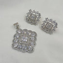 NAFJ  Silver Plated American Diamonds Glam Glitz Pendant Set