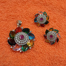 NAFJ  Silver Plated American Diamonds Glam Glitz Pendant Set
