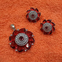 NAFJ  Silver Plated American Diamonds Glam Glitz Pendant Set